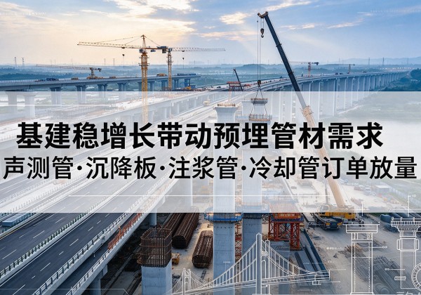 丰满基建稳增长带动预埋监测管材需求，声测管、沉降板、注浆管订单持续放量